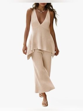 NWT 2-PC Knit Pant Set in Beige-S